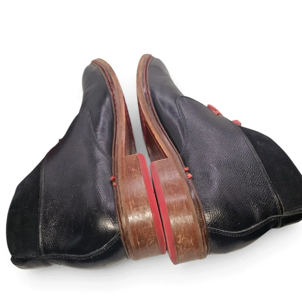 Cole Haan Black Leather Colton Chukka Boot Heavy Red Leather Sole Size 11M